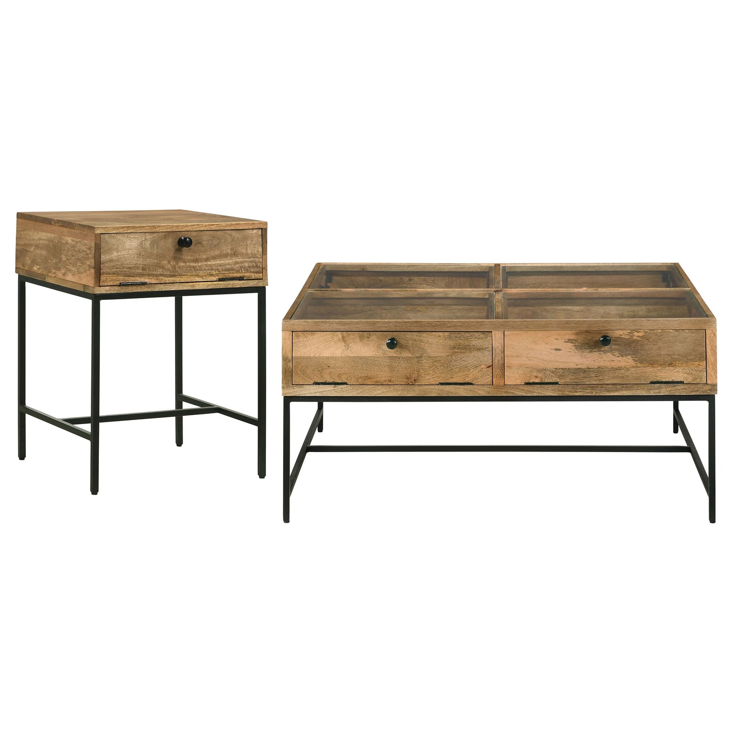 Stephie Square Coffee and End Table Set Honey Brown