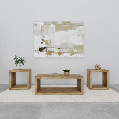 Juego de mesa auxiliar y de centro Benton de mango macizo natural