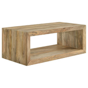 Mesa de centro rectangular Benton de madera maciza natural