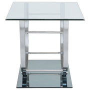 Danville Square U-Shaped Glass Top Side End Table Chrome