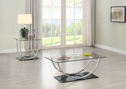 Danville Glass Top Coffee and End Table Set Chrome