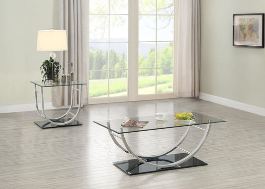 Danville Glass Top Coffee and End Table Set Chrome