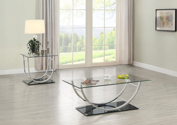 Danville Glass Top Coffee and End Table Set Chrome