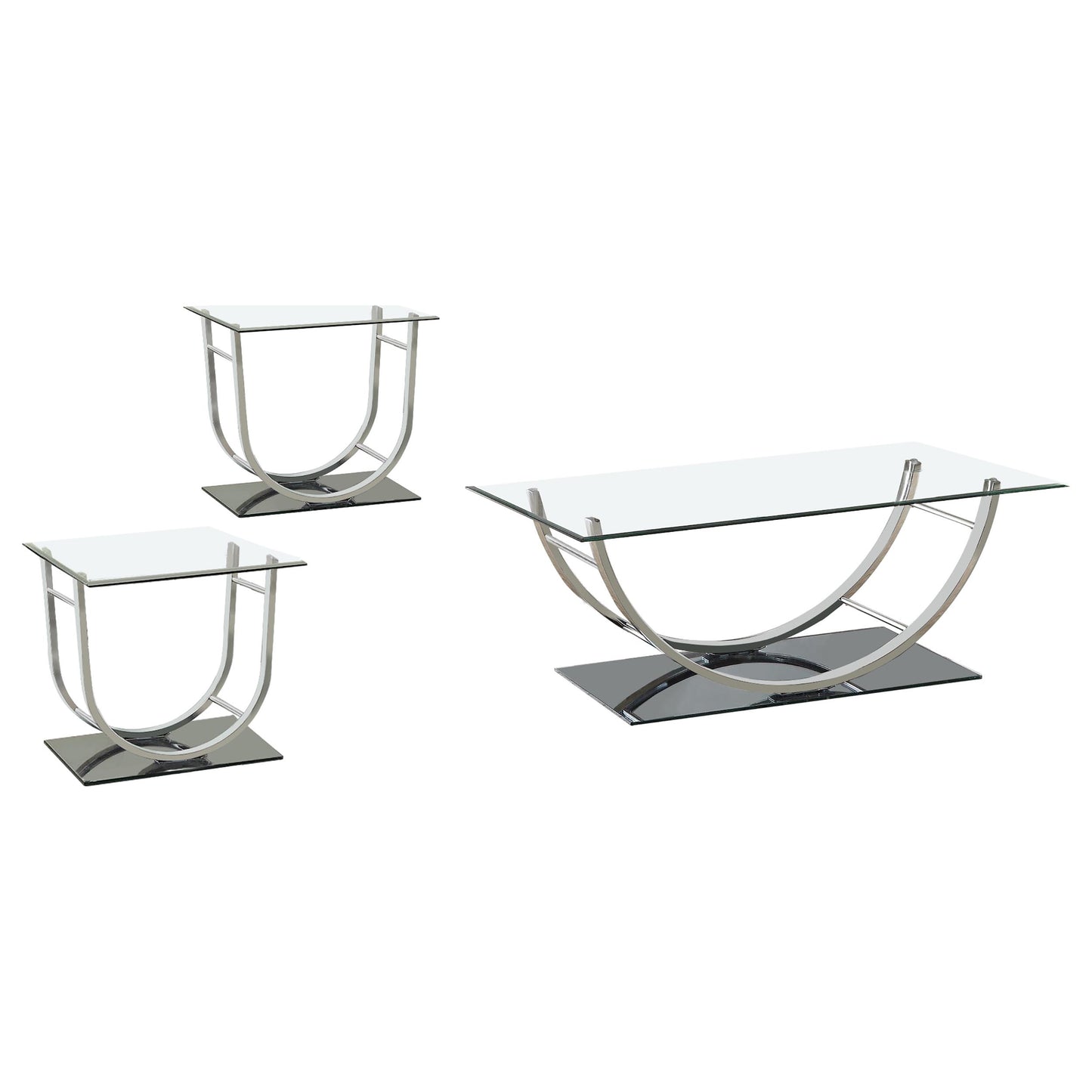 Danville Glass Top Coffee and End Table Set Chrome