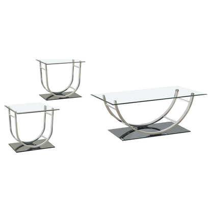 Danville Glass Top Coffee and End Table Set Chrome