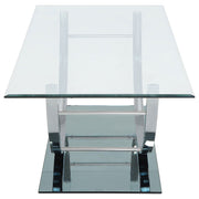 Mesa de centro rectangular Danville con tapa de vidrio en forma de U y cromo