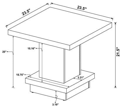Reston Square Engineered Wood Side End Table Cappuccino