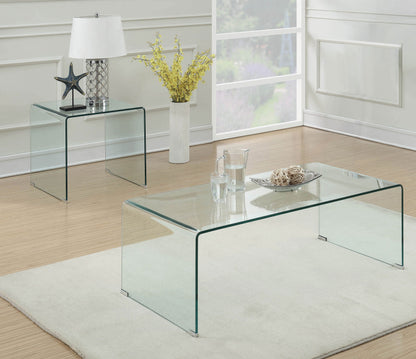 Ripley Bent Glass Coffee and End Table Set Clear