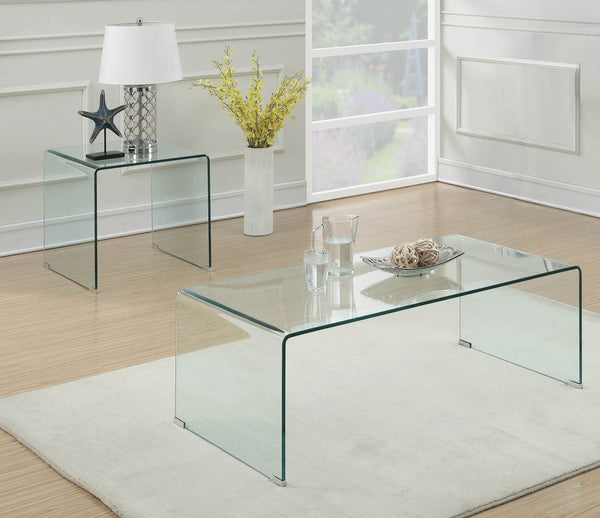 Ripley Bent Glass Coffee and End Table Set Clear