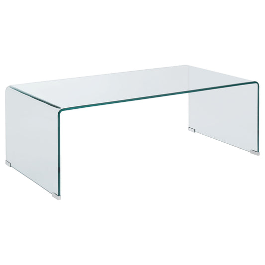 Mesa de centro rectangular Ripley de vidrio templado curvado transparente