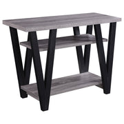 Consola de entrada Stevens de dos estantes de madera de ingeniería, color gris