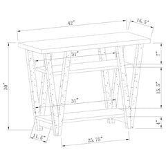 Consola de entrada Stevens de dos estantes de madera de ingeniería, color gris