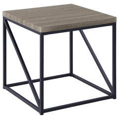 Mesa auxiliar cuadrada Birdie de madera de ingeniería, color gris Sonoma