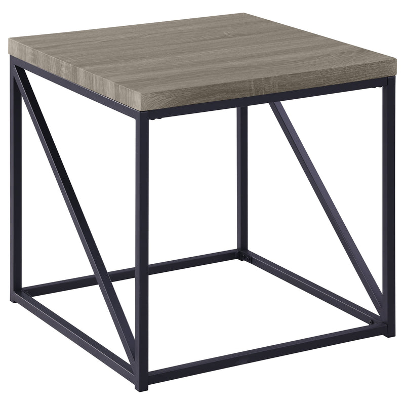 Mesa auxiliar cuadrada Birdie de madera de ingeniería, color gris Sonoma