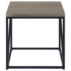 Mesa auxiliar cuadrada Birdie de madera de ingeniería, color gris Sonoma