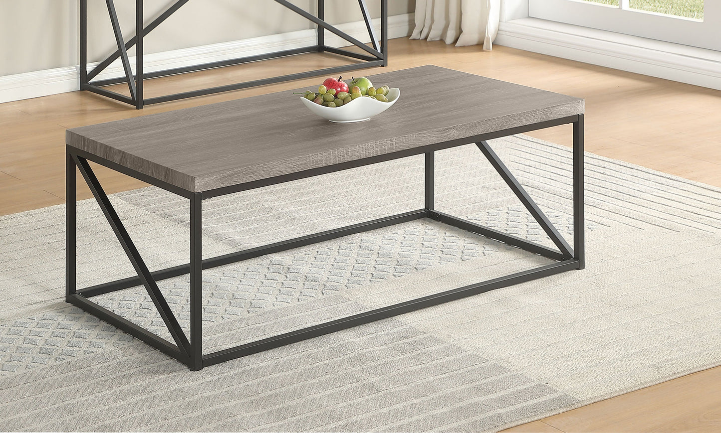 Mesa de centro rectangular Birdie de madera de ingeniería, color gris Sonoma