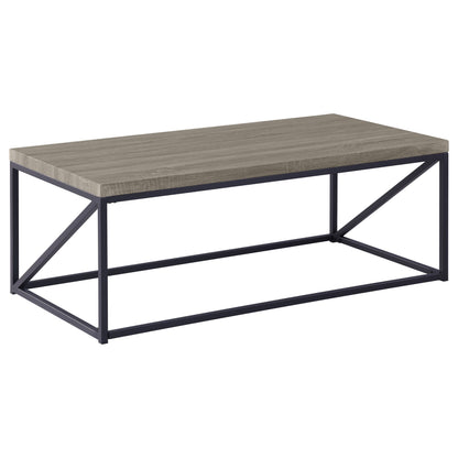Mesa de centro rectangular Birdie de madera de ingeniería, color gris Sonoma