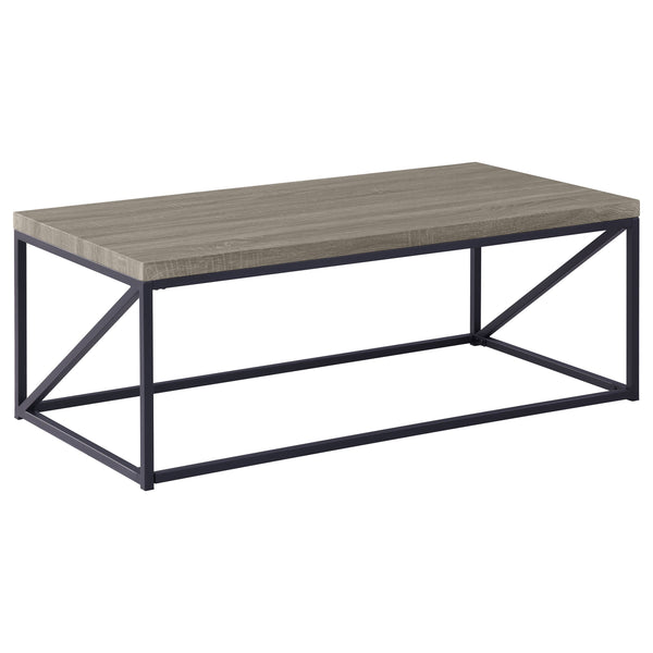Mesa de centro rectangular Birdie de madera de ingeniería, color gris Sonoma