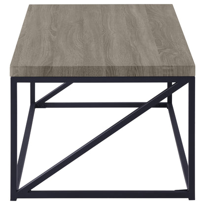 Mesa de centro rectangular Birdie de madera de ingeniería, color gris Sonoma