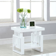 Mesa auxiliar rectangular Schmitt blanca de alto brillo