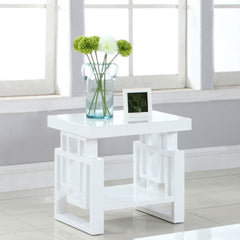 Mesa auxiliar rectangular Schmitt blanca de alto brillo