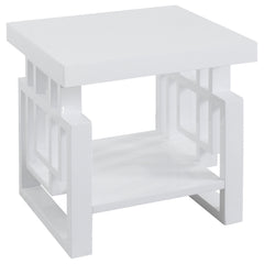 Mesa auxiliar rectangular Schmitt blanca de alto brillo