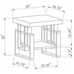 Mesa auxiliar rectangular Schmitt blanca de alto brillo