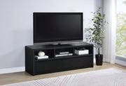 Consola multimedia Rutland para TV de 59 pulgadas con 3 cajones, color negro