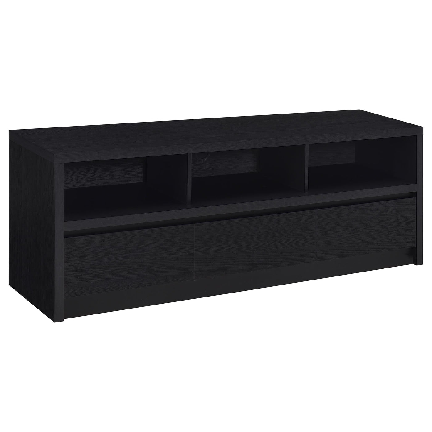 Consola multimedia Rutland para TV de 59 pulgadas con 3 cajones, color negro