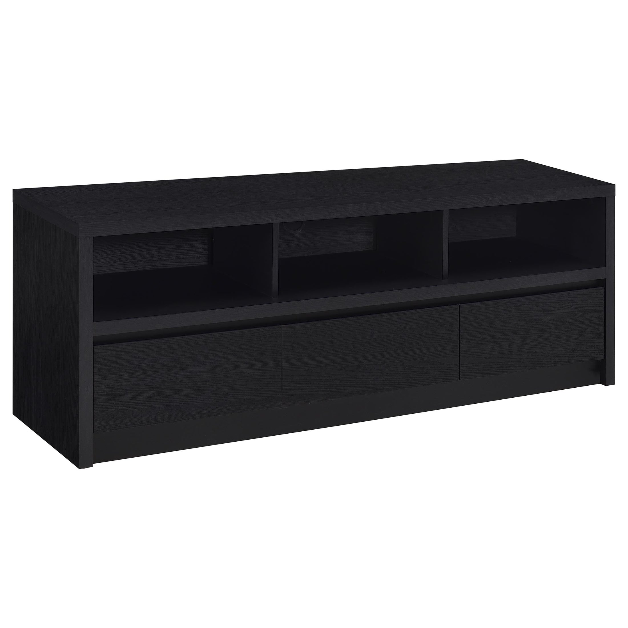 Consola multimedia Rutland para TV de 59 pulgadas con 3 cajones, color negro