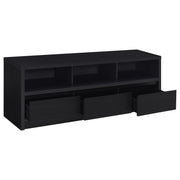 Consola multimedia Rutland para TV de 59 pulgadas con 3 cajones, color negro