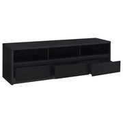 Consola multimedia Rutland para TV de 59 pulgadas con 3 cajones, color negro