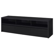 Consola multimedia Rutland para TV de 59 pulgadas con 3 cajones, color negro
