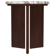 Jenna 3-piece Round Marble Top Coffee Table Set Brown