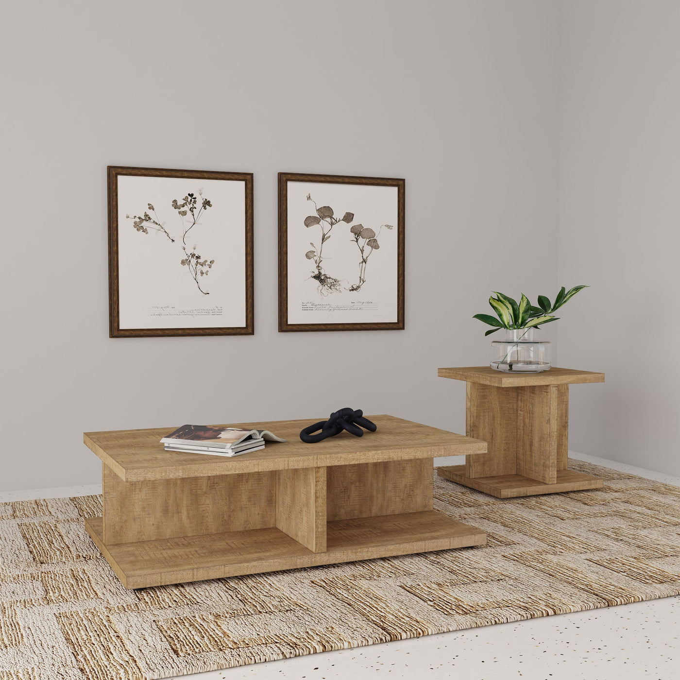 Juego de mesa de centro y auxiliar Cortona Mango