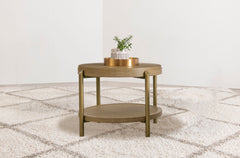 Arini Round End Side Table With Storage Shelf Black