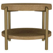 Arini Round End Side Table With Storage Shelf Black