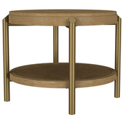 Arini Round End Side Table With Storage Shelf Black