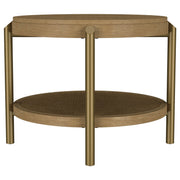 Arini Round End Side Table With Storage Shelf Black