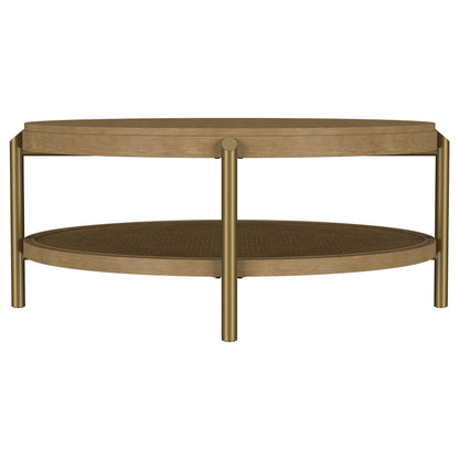 Mesa de centro redonda Arini con estante de almacenamiento