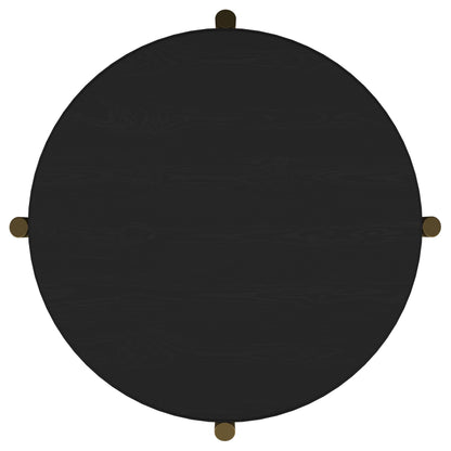 Arini Round End Side Table With Storage Shelf Black