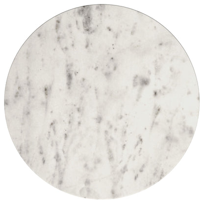 Mesa auxiliar redonda Haven con superficie de mármol blanco auténtico, color negro