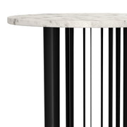 Haven Round Genuine White Marble Top End Side Table Black