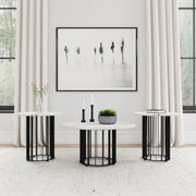 Haven 3-piece Round Marble Coffee and End Table Set Black