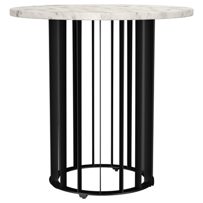 Haven Round Marble Coffee and End Table Set Black
