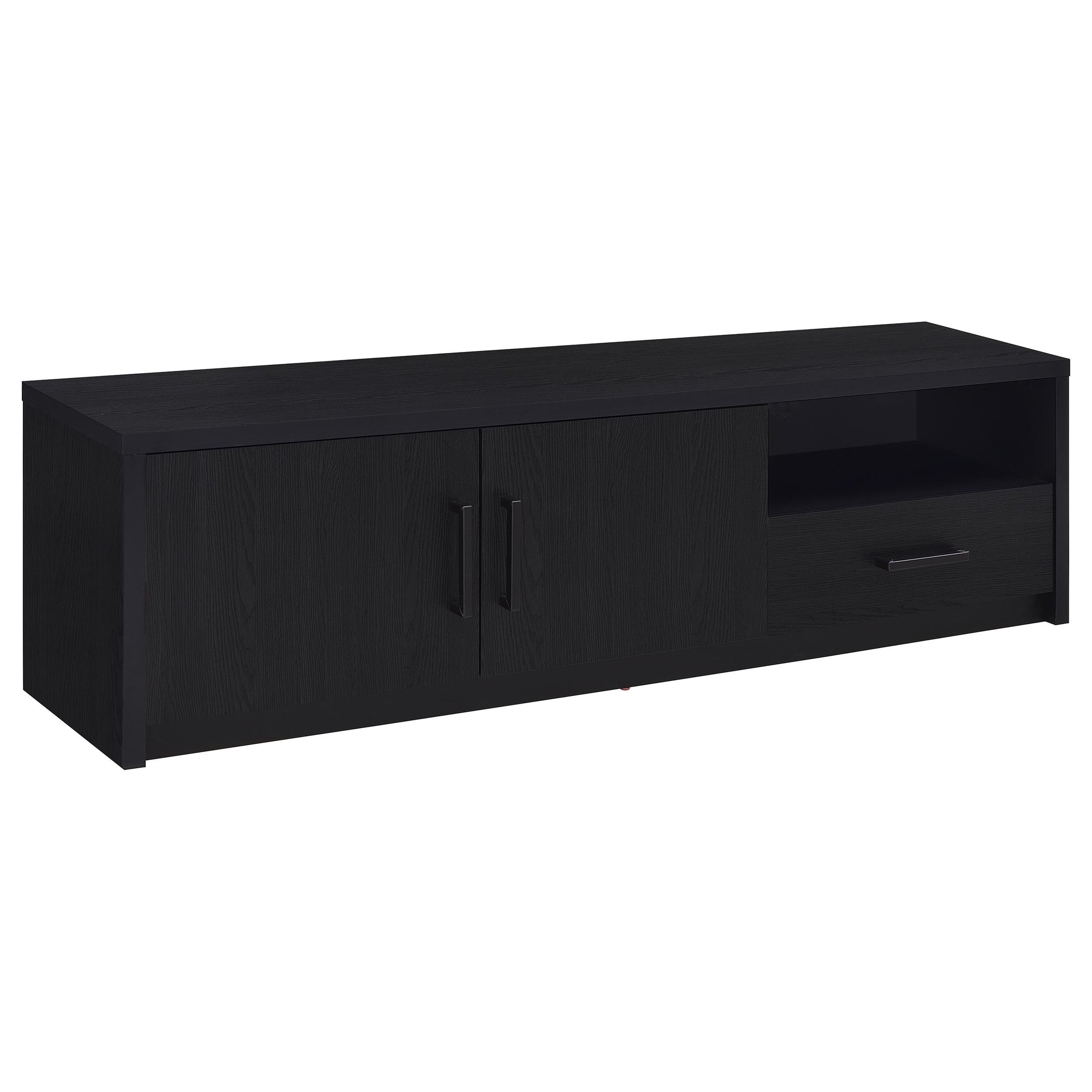 Consola multimedia Murray para TV de 70 pulgadas y 2 puertas, color negro