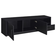 Consola multimedia Murray para TV de 70 pulgadas y 2 puertas, color negro