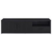 Consola multimedia Murray para TV de 70 pulgadas y 2 puertas, color negro