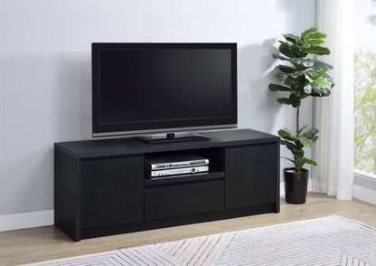 Mueble de TV Winfield de 2 puertas, consola multimedia, color negro