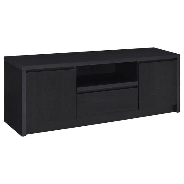 Mueble de TV Winfield de 2 puertas, consola multimedia, color negro